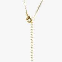 Womens Crystal 18K Gold Over Brass Round 18 Inch Pendant Necklace