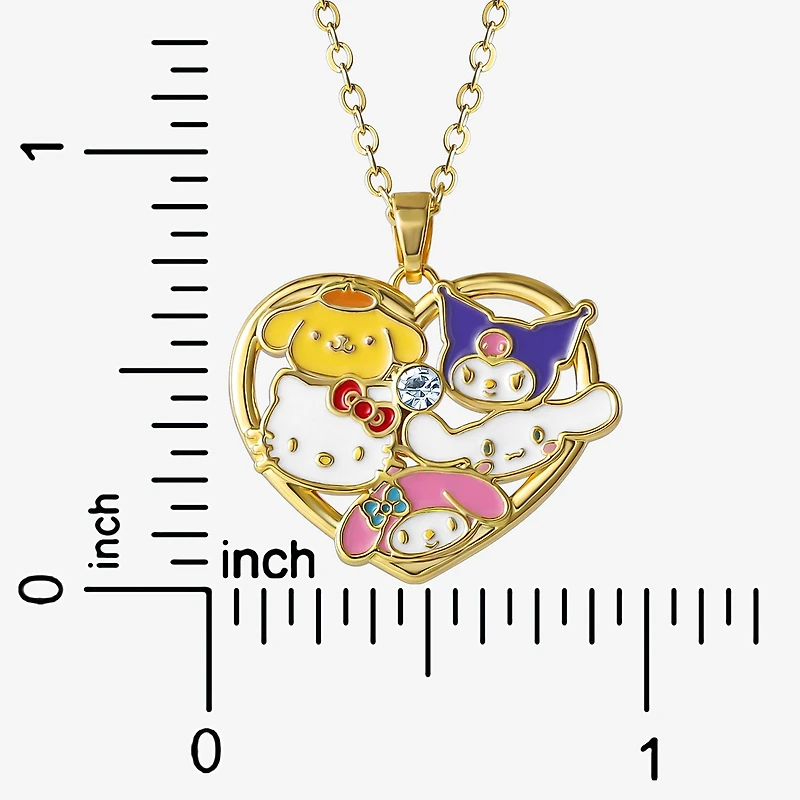 Womens Crystal 18K Gold Over Brass Round 18 Inch Pendant Necklace