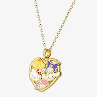 Womens Crystal 18K Gold Over Brass Round 18 Inch Pendant Necklace