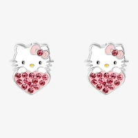 Pink Crystal 14mm Round Hello Kitty Stud Earrings