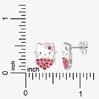 Pink Crystal 14mm Round Hello Kitty Stud Earrings