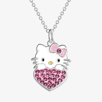Womens Pink Crystal Pure Silver Over Brass Round 16 Inch Pendant Necklace