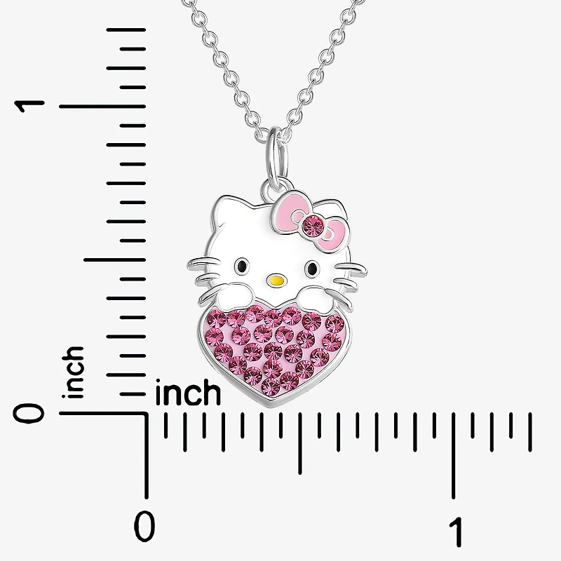 Womens Pink Crystal Pure Silver Over Brass Round 16 Inch Pendant Necklace