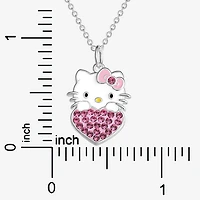 Womens Pink Crystal Pure Silver Over Brass Round 16 Inch Pendant Necklace