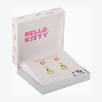 Crystal 18K Gold Over Brass 10.5mm Round Hello Kitty Stud Earrings