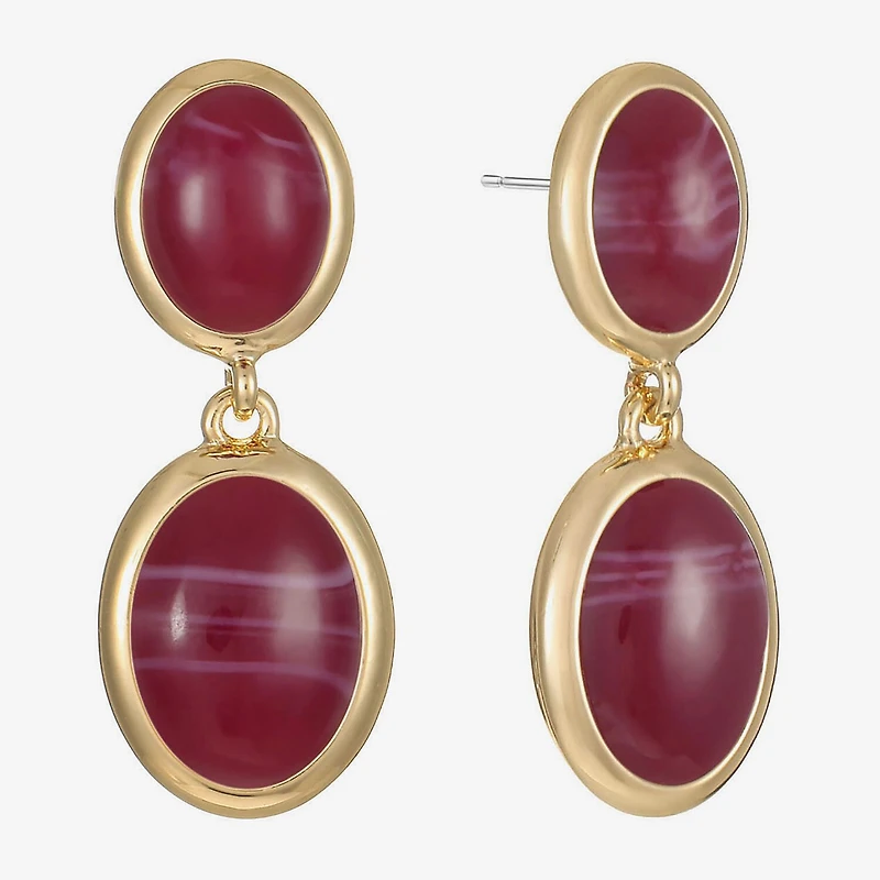 Monet Jewelry Womens Red Oval Hypoallergenic Drop Earrings
