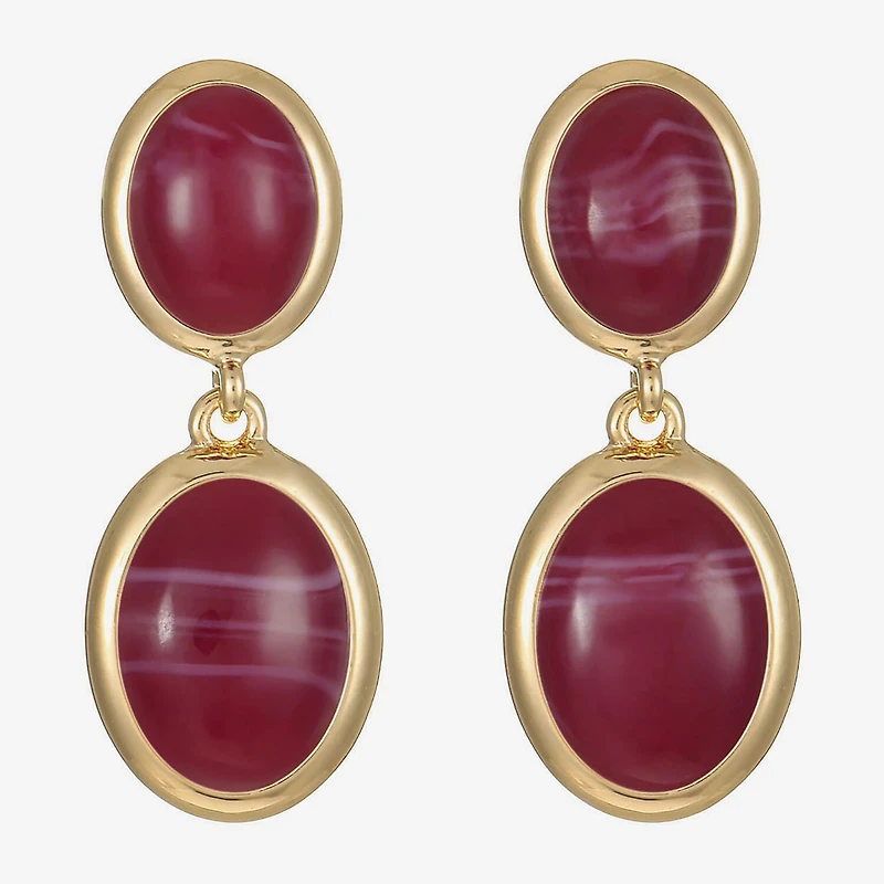 Monet Jewelry Womens Red Oval Hypoallergenic Drop Earrings