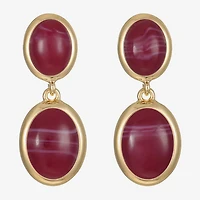 Monet Jewelry Womens Red Oval Hypoallergenic Drop Earrings