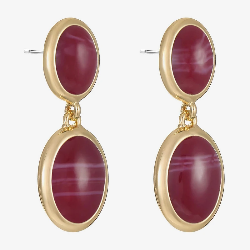 Monet Jewelry Womens Red Oval Hypoallergenic Drop Earrings