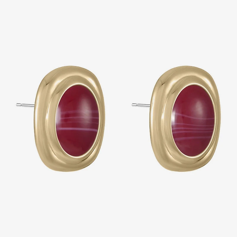 Monet Jewelry Red 23mm Oval Stud Earrings