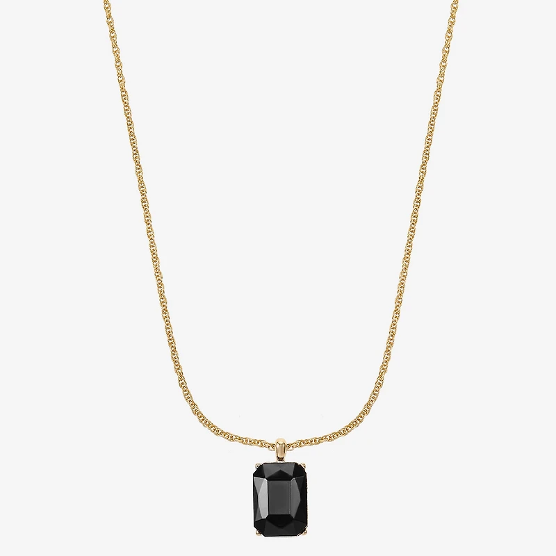 Monet Jewelry Womens Black Glass 17 Inch Pendant Necklace