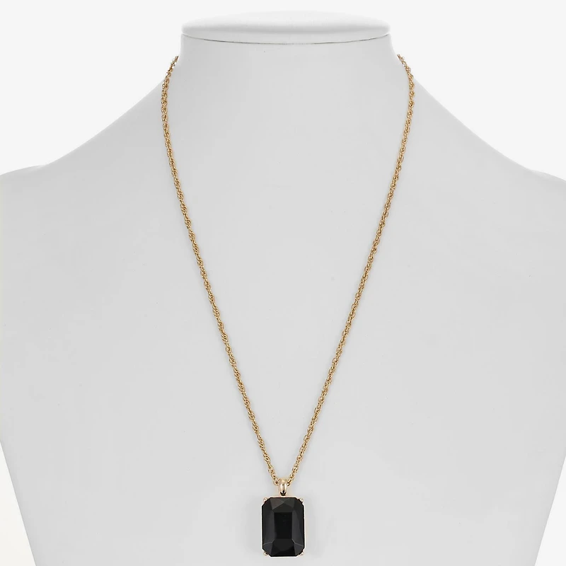 Monet Jewelry Womens Black Glass 17 Inch Pendant Necklace