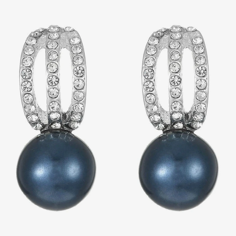 Monet Jewelry Womens Glass Simulated Pearl Round Hypoallergenic Drop Earrings
