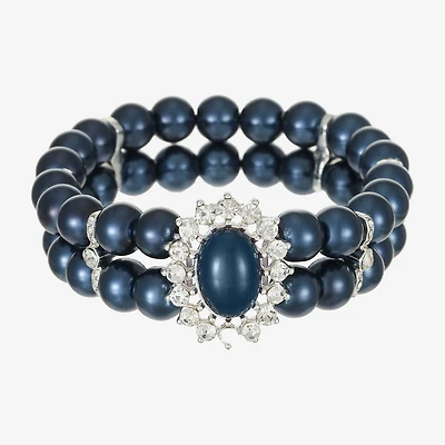 Monet Jewelry Womens Glass Simulated Pearl Round Stretch Bracelet