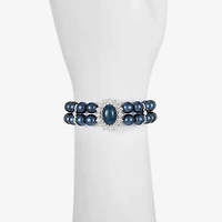 Monet Jewelry Womens Glass Simulated Pearl Round Stretch Bracelet