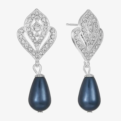 Monet Jewelry Womens Glass Simulated Pearl Hypoallergenic Drop Earrings