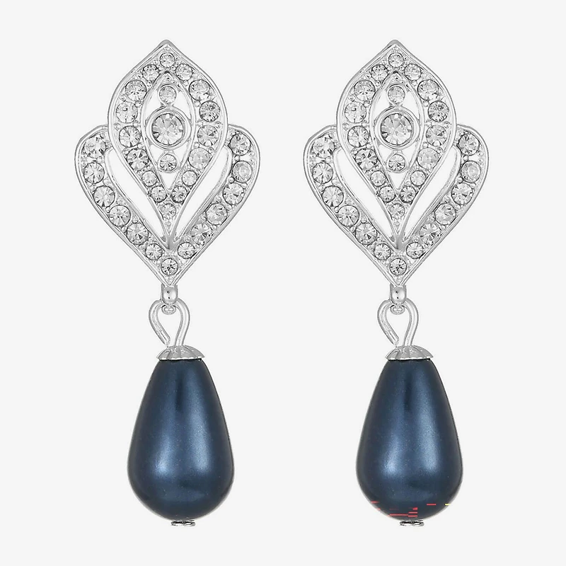 Monet Jewelry Womens Glass Simulated Pearl Hypoallergenic Drop Earrings
