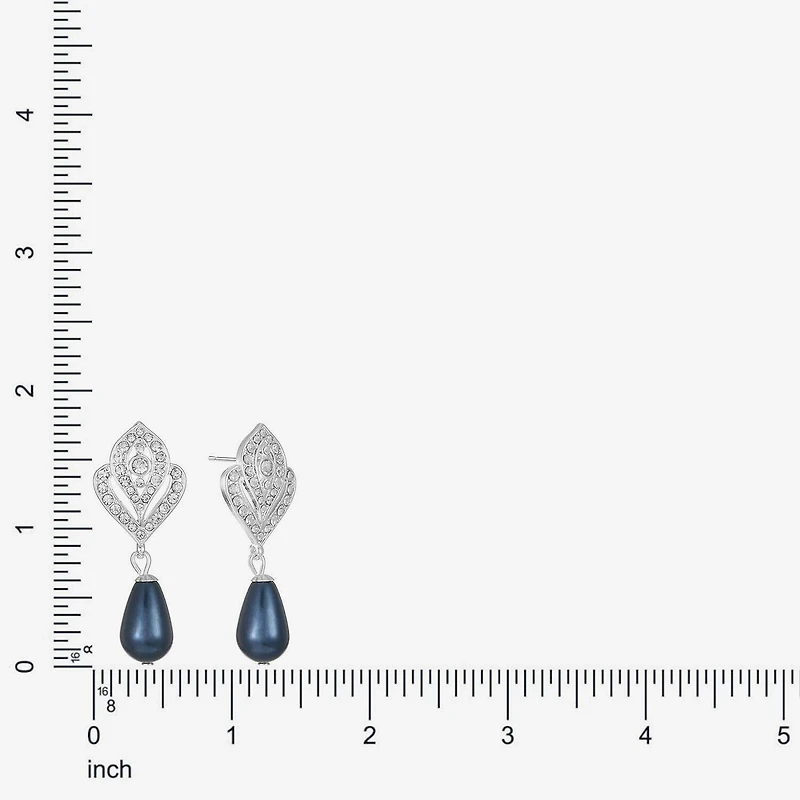 Monet Jewelry Womens Glass Simulated Pearl Hypoallergenic Drop Earrings