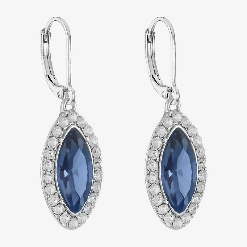 Monet Jewelry Womens Red Glass Marquise Drop Earrings