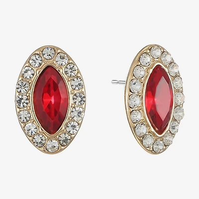 Monet Jewelry Red Glass 17mm Marquise Stud Earrings