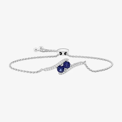 Limited Quantities! Womens Lab Created Blue Sapphire Sterling Silver Bolo Bracelet