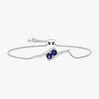Limited Quantities! Womens Lab Created Blue Sapphire Sterling Silver Bolo Bracelet