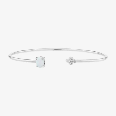 Limited Quantities! Womens White Opal Sterling Silver Cuff Bracelet