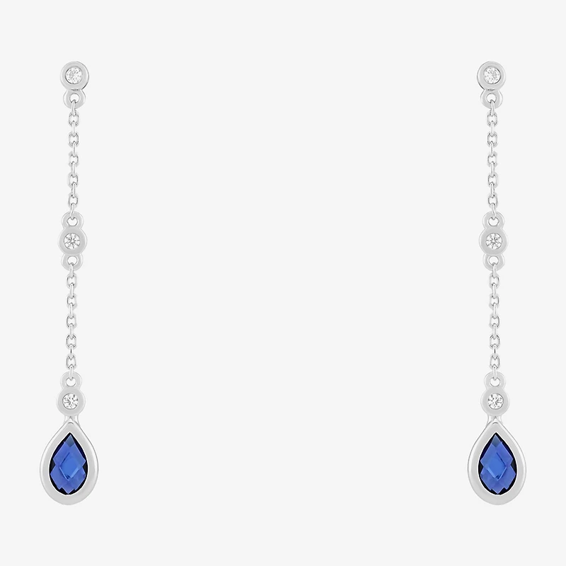 Limited Quantities! Womens Lab Created Sapphire Sterling Silver Drop Earrings