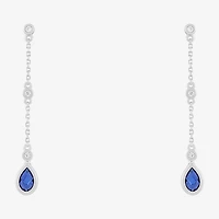 Limited Quantities! Womens Lab Created Sapphire Sterling Silver Drop Earrings