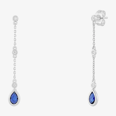 Limited Quantities! Womens Lab Created Sapphire Sterling Silver Drop Earrings