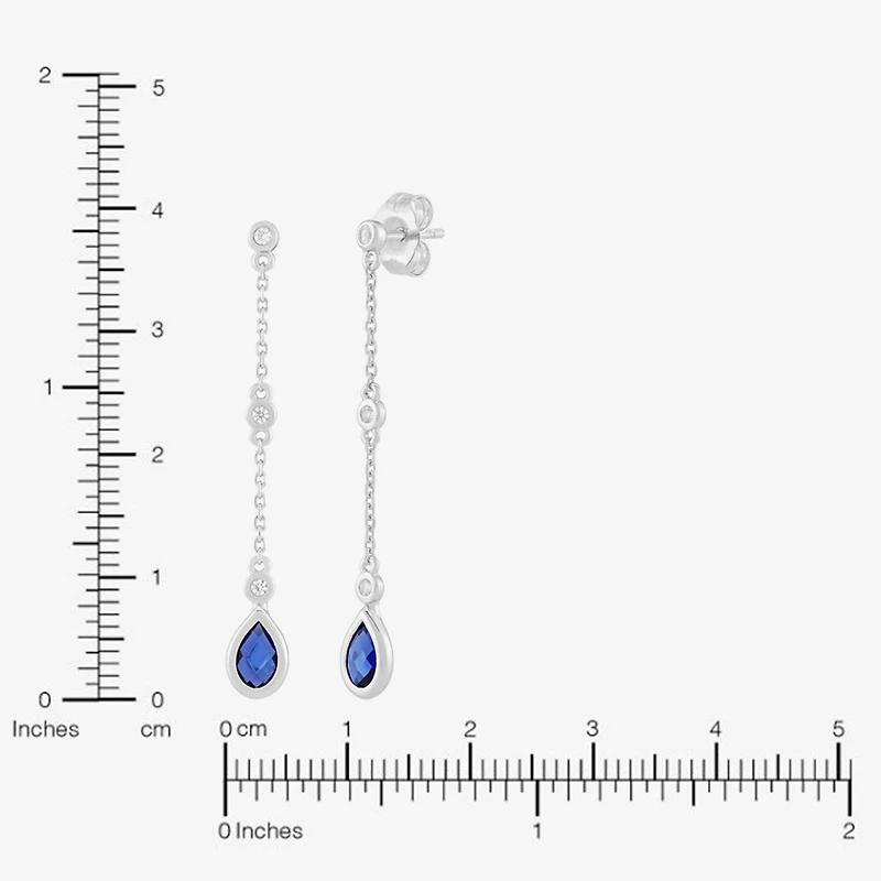 Limited Quantities! Womens Lab Created Sapphire Sterling Silver Drop Earrings