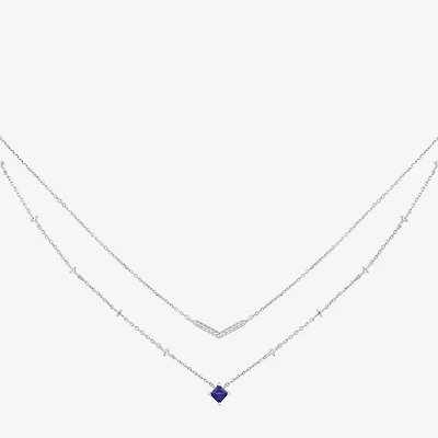 Limited Quantities! Womens Lab Created Blue Sapphire Sterling Silver 18 Inch Pendant Necklace