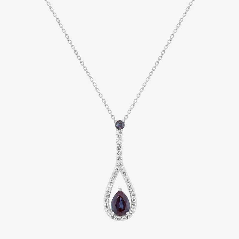 Limited Quantities! Womens Lab Created Blue Alexandrite Sterling Silver 18 Inch Pendant Necklace