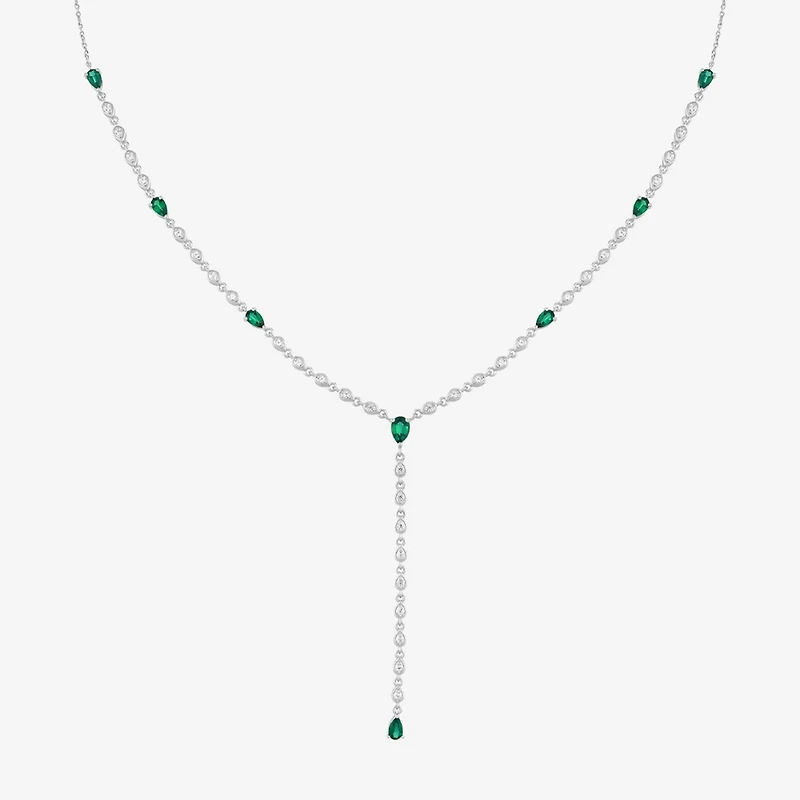 Limited Quantities! Womens Green Emerald Sterling Silver 18 Inch Y Necklace