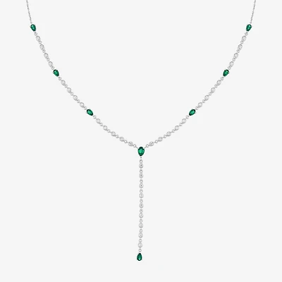 Limited Quantities! Womens Green Emerald Sterling Silver 18 Inch Y Necklace