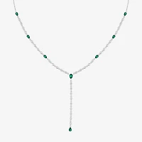 Limited Quantities! Womens Green Emerald Sterling Silver 18 Inch Y Necklace