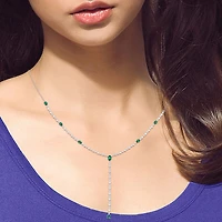 Limited Quantities! Womens Green Emerald Sterling Silver 18 Inch Y Necklace