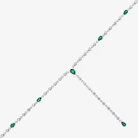 Limited Quantities! Womens Green Emerald Sterling Silver 18 Inch Y Necklace