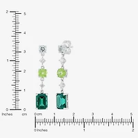 Limited Quantities! Womens Lab Created Green Emerald Sterling Silver Drop Earrings