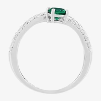 Limited Quantities! Womens Lab Created Green Emerald Sterling Silver Cocktail Ring