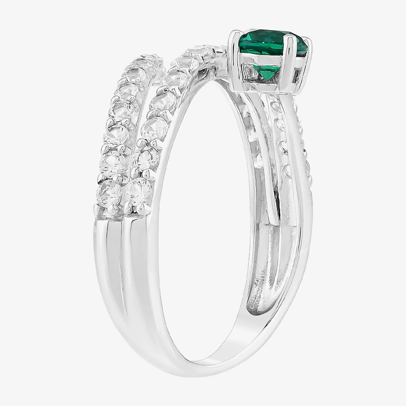 Limited Quantities! Womens Lab Created Green Emerald Sterling Silver Cocktail Ring