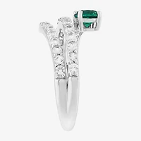 Limited Quantities! Womens Lab Created Green Emerald Sterling Silver Cocktail Ring