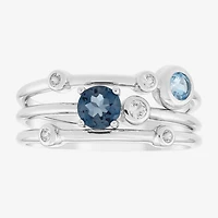 Limited Quantities! Womens Genuine Blue Topaz Sterling Silver Ring Set