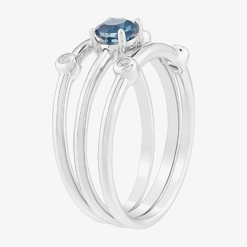 Limited Quantities! Womens Genuine Blue Topaz Sterling Silver Ring Set