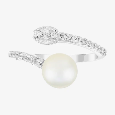 Limited Quantities! Womens 7MM Genuine White Cultured Freshwater Pearl Sterling Silver Cocktail Ring
