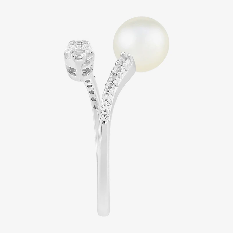 Limited Quantities! Womens 7MM Genuine White Cultured Freshwater Pearl Sterling Silver Cocktail Ring