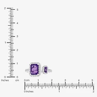 Limited Quantities! Womens Genuine Purple Amethyst Sterling Silver Cocktail Ring