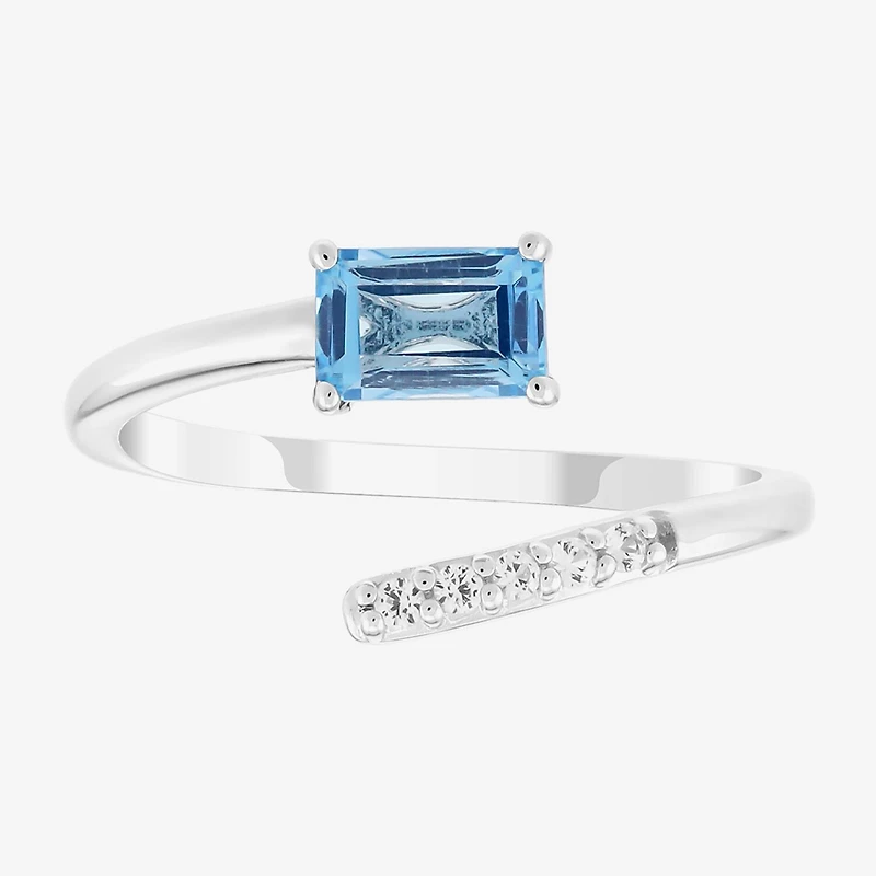 Limited Quantities! Womens Genuine Blue Topaz Sterling Silver Cocktail Ring