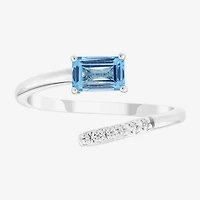 Limited Quantities! Womens Genuine Blue Topaz Sterling Silver Cocktail Ring