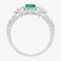 Limited Quantities! Womens Lab Created Green Emerald Sterling Silver Band